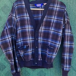 Vintage Pendleton Blue Plaid Sweater M